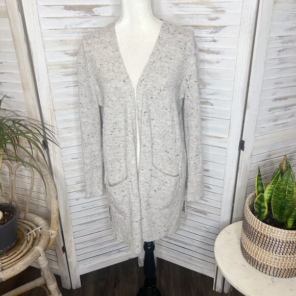 Madewell Women's Donegal Kent Open Cardigan Sweater Flecked Knit Gray Cream S - Picture 3 of 13